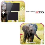 Baby Elephant and Egrets Decorative Video Game Decal Cover Skin Protector for Nintendo 2Ds