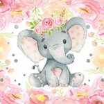 MEHOFOTO Lovely Pink Elephant Baby Shower Backdrop Flowers Photography Background Photo Banner Polyester Tablecloth Decoration Wallpaper Picture 5x3ft