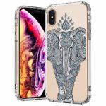 MOSNOVO Fashion iPhone Xs MAX Case, Mint Henna Elephant Pattern Printed Clear Design Transparent Plastic Back Case TPU Bumper Protective Case Cover Compatible iPhone Xs MAX