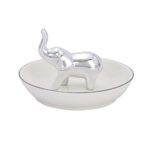 ROSA&ROSE Elephant Ring Holder Ceramic Jewelry Tray and Ring Dish Trinket Trays Ring Display Holder Jewelry Stand (Silver)