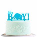 BLINGBLING BOY Cake Topper Acrylic with Elephant – Light Blue Cake Topper for Baby Boys Neutral Kids – Birthday Party Baby Shower Decorations Party Supplies