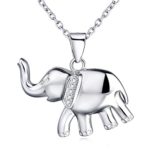 YFN Elephant Necklace Sterling Silver with Cubic Zirconial Necklace Jewelry 18″ Rolo Chain