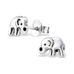 Cute Tiny Baby Elephant Plain Slver Studs Earrings Sterling Silver 925