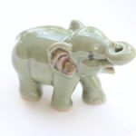 Dollhouse Miniatures Ceramic Green Elephant Incense FIGURINE Animals Decor by ChangThai Design