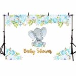 MEHOFOTO 7X5ft Cute Elephant Boy Baby Shower Party Backdrop Blue Flowers Welcome Decorations Photography Background Photo Banner