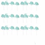 Efivs Arts 24 Pcs Blue Elephant Cake Cupcake Topper for Baby Shower Kids Birthday Party Themed Party Decorations
