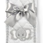 Bearington Baby Lil’ Spout Gray Elephant Burp Cloth, 14″ x 18.5″