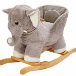ROCK MY BABY Gray Elephant with Chair,Plush Stuffed Rocking Animals,Wooden Rocking Toy Horse/Baby Rocker/Animal Ride on,Home Decor,for Girls and Boys,(Gray Elephant)