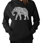 YM Wear Women’s Casual Fashion Graphic Elephant White Hoodie Hooded Sweater