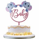 GrantParty Oh Baby Cake Topper Elephant Theme Birthday Party Decorations Supplies, Baby Shower Sign, 1st Birthday Cake Topper(Pink)