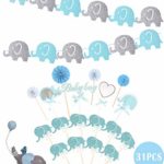 Baby Elephant Cupcake Toppers Picks Blue | It is a Boy Baby Shower Party Decorations Supplies | It’s a Boy Elephant themed Blue Baby Shower Birthday Party Supplies Set for Boy | for Kids Birthday Baby Shower Party Decorations