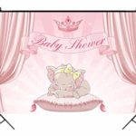 Funnytree 7X5 Vinyl Pink Elephant Backdrop Royal Crown Princesse Girl Photography Background Bow-Knot Curtain Newborn Baby Shower 1st Birthday Party Banner Little Peanut Photo Studio Photobooth Props