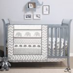 Elephant Walk 4-Piece Jungle Geometric Chevron Grey Baby Crib Bedding Set by Belle