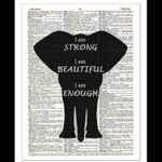 Black Elephant DICTIONARY ART PRINT Inspirational Quote – Wall Hanging Home Decor – Unframed – Authentic Upcycled Vintage Dictionary Prints