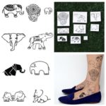 Tattify Various Elephant Temporary Tattoos – Trunk Show (Complete Set of 18 Tattoos – 2 of each Style) – Individual Styles Available – Fashionable Temporary Tattoos