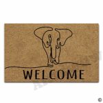Artswow Personalized Doormat Elephant Welcome Doormat with Non Slip Rubber Backing Decorative Indoor Outdoor Door Mat Floor Mat 23.6 by 15.7
