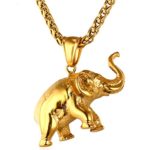 Gold Charms Elephant Necklace 2016 Trendy Men Jewelry Charm Pendant 18K Gold Plated Stainless Steel Animal Lucky Jewelry Gift