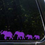 Yadda-Yadda Design Co. Elephant Family Walking D1 – Car Vinyl Decal Sticker – Copyright (8.5″ w x 2″ h) (Color Choices Available) (Purple)