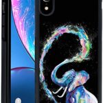 Elephant Artist Case Compatible for iPhone XR Customized Design by MERVELLE TPU and PC Black Shock-Proof Protective Case [Anti-Slippery]
