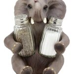 Ebros Gift African Bush Elephant Glass Salt & Pepper Shakers Holder Figurine Decor 7″ H