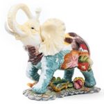 FORLONG FL6002 3D Hand-Painted Elephant with Trunk Raised Collectible Figurines Statue 10.16″ X 5.24″ X 9.25″ (Large)