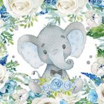 MEHOFOTO Lovely Blue Elephant Baby Shower Backdrop Flowers Photography Background Photo Banner Polyester Tablecloth Decoration Wallpaper Picture 5x3ft