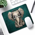 Marphe Mouse Pad Green Pattern Headset Music Elephant Mousepad Non-Slip Rubber Gaming Mouse Pad Rectangle Mouse Pads for Computers Laptop