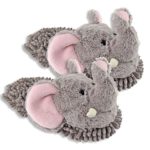 Women’s Aroma Home Elephant Fuzzy Friends Slippers,Gray,One Size