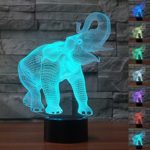Echodream Christmas Gift Magic Elephant Lamp 3D Illusion Touch Switch USB Insert LED Light Birthday Present and Party Decoration, 7 Colours Night