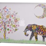 Macbook Air 13 inches Rubberized Hard Case for model A1369 & A1466, Cas Graphique Moon Elephant Design with Clear Bottom Case, Come with Keyboard Cover