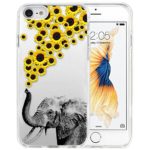 Shockproof Floral Pattern Soft Flexible TPU Back Cover Case Compatible with iPhone 7/iPhone 8 [4.7 inch]- Elephants and chrysanthemums