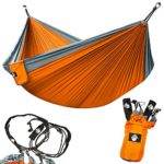 Legit Camping – Double Hammock – Lightweight Parachute Portable Hammocks for Hiking, Travel, Backpacking, Beach, Yard Gear Includes Nylon Straps & Steel Carabiners (Graphite/Sunburst)