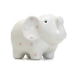 Child to Cherish Ceramic Elephant Piggy Bank, White with Pink Polka Dots