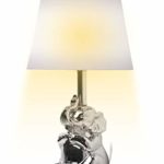 19″ Ceramic Elephant Gold/Silver Finish Table Lamps with Shade (Silver)