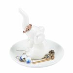 HOME SMILE Good Luck Elephant Ring Holder with Dish