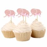 Since1989 24 Pcs Elephant Cupcake Toppers Picks for Baby Shower Birthday Party Decorations Supplies (Pink)