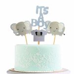 BLINGBLING Happy Birthday Cake Topper Packaged Handmade Pink Elephant Boy – Fashion Cake Cupcake Topper for boy Baby Neutral Kids Adult Elder- Birthday Party Baby Shower Decoration