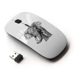 KawaiiMouse [ Optical 2.4G Wireless Mouse ] Elephant Purple Pink Teal Drawing Art