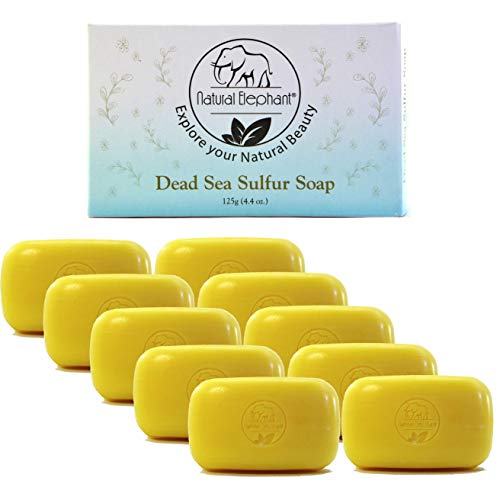 Dead Sea Sulfur Soap 4.4 oz 10 Pack (10 Soap Bars) by Natural Elephant