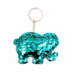 YouCY Cute Horse Sequin Keychain Double-Sided Colorful Animal Style Keychain Party Favors Party Supplies,Elephant green