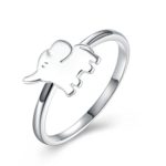 Mrsrui 925 Sterling Silver Elephant Engagement Ring Novelty Animal Jewelry Gift for Girls