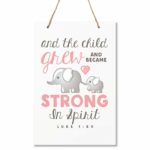 LifeSong Milestones Elephant Wall Decor Decorations Signs for Kids, Bedroom, Nursery, Hallways, Baby’s Boys and Girls Room, Toddlers Size 8” x 12” Proudly Made in USA (and The Child Grew Pink)