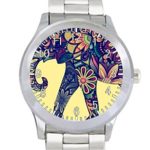 Aztec beautiful Elephant Custom Watches For Unisex Stainless Steel Metal Band