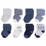 Touched by Nature Baby Organic Cotton Socks, Blue Elephant 8Pk, 0-6 Months