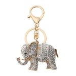 Whitelotous Popular Inlaid Color Cast Elephant Key Ring – Rhinestone Purse Bag Buckle – Crystal Key Chain – Ladies Bag Pendant