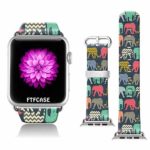 FTFCASE Compatible with Apple Watch Band 38mm 40mm, Soft Leather Replacement Sport Bands Compatible with iWatch 38mm 40mm Series 4/3/2/1 – Retro Aztec Tribal Elephant