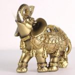 Golden Elephant Figurines Statue Resin Lucky Elephant Garden Figures Home Decoration Accessories Gifts