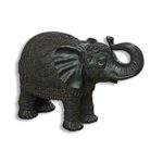 Whole House Worlds The Good Luck and Happiness Elephant, Indoor or Outdoor Garden Statue,Handmade, Bronze Finish, Cast Poly-resin, Weather Resistant, 17 3/4 inches Long, By
