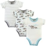 Touched by Nature Unisex Baby Organic Cotton Bodysuits, Elephants 3Pk 12-18 Months (18M)