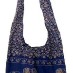 Hippie Elephant Sling Crossbody Bag Shoulder Bag Purse Thai Top Zip Handmade New Color Blue
